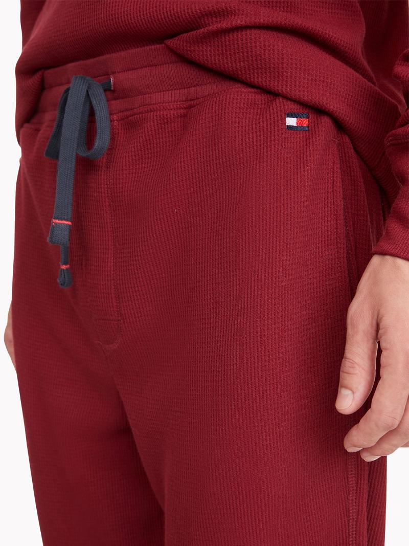 Férfi Tommy Hilfiger Thermal drawstring Jogger Nadrág Piros | HU 1139KOR